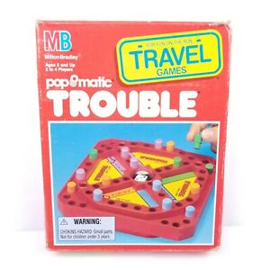 VTG 80s Milton Bradley Popomatic Trouble Travel Game 1989 MB USA Made Kids Toys
