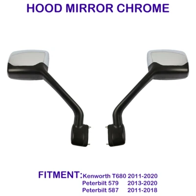Espejo retrovisor capó cromado con calefacción Kenworth T680 Peterbilt 579/587 par (derecho y derecho) Foto 1 de 4