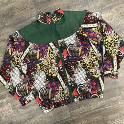 Vintage Marcella Silk Zip Up All Over Print Windbreaker Jacket Women Size Large - Image 1 of 4