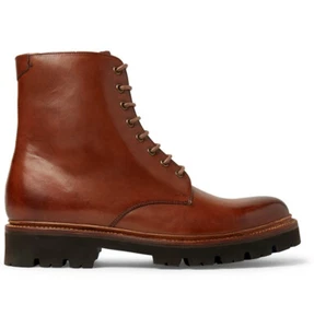 NWB $450 Grenson Hadley Tan Leather Boots 112616 Handpainted US 9.5 Brown UK 8.5 - Picture 1 of 7