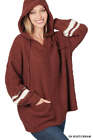 ZENANA Oversized Popcorn Sweater Hooded Front Pocket Pullover Knit Casual