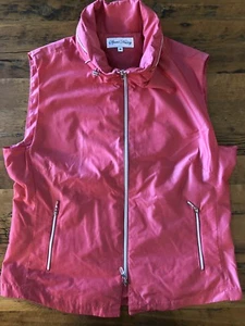 Sport Haley Coral Red Hooded Full Zip Vest Womens Size Medium Sleeveless Jacket - Picture 1 of 5