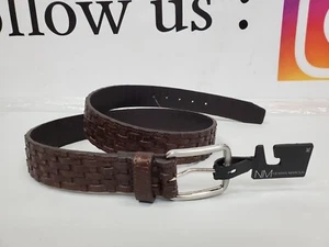 Neiman Marcus brauner Ledergürtel für Herren strukturiert gewebt Größe 38 - Bild 1 von 11