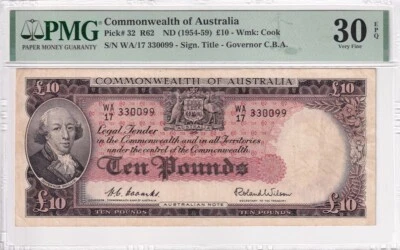 Australia, 10 Pounds, 1954-59, VF, p32 - Image 1 of 2