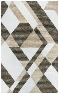 5x7 Rizzy Rugs Ivory Geometric Angled Banded Area Rug A09107 - Aprx 5' x 7' 6" - Picture 1 of 2