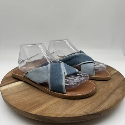 TOMS Viviana Mujer Talla 8 Azul Marino Ligero Denim Informal Toboganes Planos Usado 1x Caja Foto 1 de 4