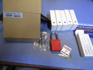 6 – Brady SDPL-RED-38ST-KA6 Nylon Safety Lockout Padlocks Keyed Alike, Red Steel - Picture 1 of 10