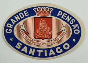 Original Rare Vintage Luggage Label/Sticker Grande Pensao Santiago Lisboa - Picture 1 of 2