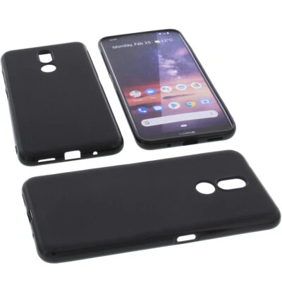 Custodia per Nokia 3.2 Borsa Protettiva Cellulare TPU Gomma Nera - Immagine 1 di 4