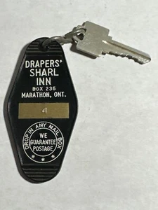 Drapers Sharl Inn Hotel Motel Room Key Fob & Key Marathon Ontario #4 - Picture 1 of 2