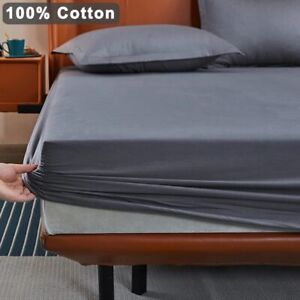 100% Cotton Mattress Cover with Elastic Band Replacement Fitted Sheet Protector