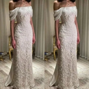 Elegant Evening Dresses Off The Shoulder Lace Beading Sequins Formal Party Gowns - Picture 1 of 7
