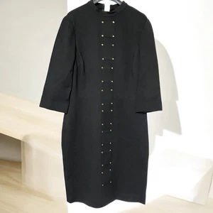 Chetta B Sheath Dress Women Sz 14 Black 3/4 Sleeve Zipper Knee Length - Picture 1 of 24