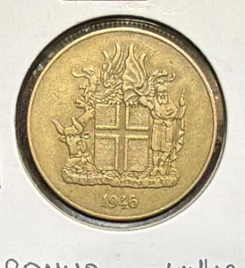 1946 Island 2 Kronen Aluminium Bronze Münze - 28MM - KM#13 - Bild 1 von 4