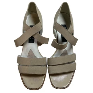 Stuart Weitzman Damen-Sandalen beige Leder elastische Riemchen Blockabsatz 7,5B - Bild 1 von 6