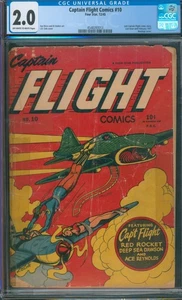Captain Flight Comics #10 ⭐ CGC 2.0 ⭐ LB COLE Golden Age Four Star Comic 1945 - Picture 1 of 2