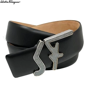 Salvatore Ferragamo Taillengürtel Leder schwarz Gancini SF Logo Bukle aus Japan - Bild 1 von 24