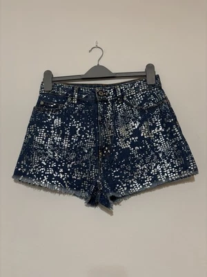 Pantalones Cortos Para Mujer Just Cavalli Dos Tonos Denim 100% Cuero de Becerro Talla 29 / UK 10 Foto 1 de 4