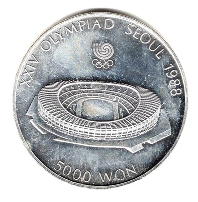 1987 SOUTH KOREA SEOUL OLYMPICS SILVER 5,000 WON BU - Image 1 of 2