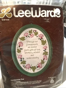 Kit crewel ovale vintage Lee Wards nonni ricamo 35-60208 telaio verde lana - Foto 1 di 8