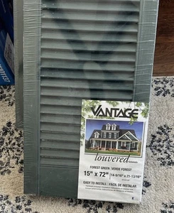 Set of 2 VANTAGE Exterior Louvered Arch Shutters 15 x 72 Vinyl FOREST GREEN USA - Picture 1 of 1