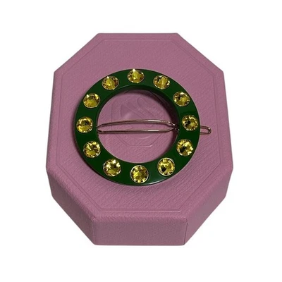 Swarovski Hair clip Round cut, Round shape, Green, Gold-tone plated - Image 1 of 4