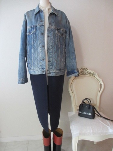Balenciaga Demna cappotto docking lana denim unisex taglia 36 stile vintage 