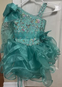 Costume vestito turchese principessa fata paillettes pizzo bambina bambina - Foto 1 di 5