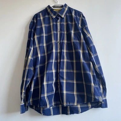 Camel Active Men’s XXL Checked Cotton Shirt Blue Yellow Regular Fit Casual Smart - Image 1 of 4