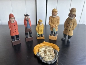 🔥🔥 Nautical Hand Carved Seamen Wood And Resin & Metal Trivet - Picture 1 of 7