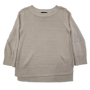 Tahari 100% Linen Lightweight Sweater Women's Medium Knit Dolman Sleeve Taupe - Picture 1 of 12