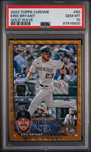 2023 Topps Chrome Kris Bryant Gold Wave /50 PSA 10 - Foto 1 di 2