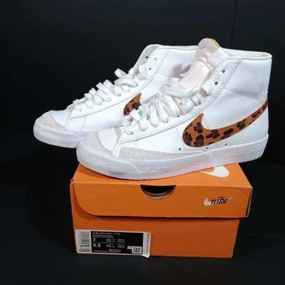 Nike W BLAZER MID ‘77 SE Nike Leopard Swoosh Tennis Shoes Women’s 7 Men 5.5 - Image 1 of 4
