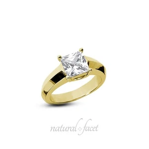 Anillo de compromiso solitario de oro amarillo con diamantes naturales princesa 2,54 quilates F VS1 - Imagen 1 de 3