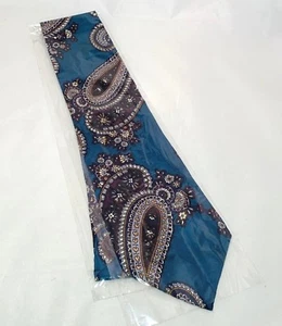 Stafford Turquoise w/ Paisleys Silk Men's Necktie NEW Sleeved D1 - Picture 1 of 2