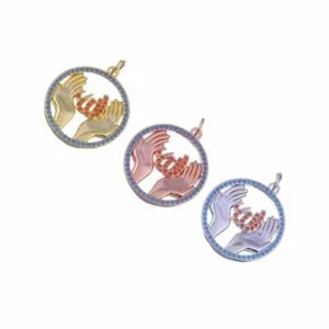 ISLAMIC RELIGIOUS ALLAH 18K GOLD PLATED CZ WOMEN PENDANT NECKLACE PRAYING HAND - Picture 1 of 12