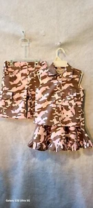 Girls Size 4-5 Pink And Brown Camo Short Vest Skirt For Summer Camp Or Day... - Picture 1 of 17