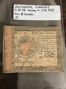 1779 $55 Continental currency FR-98 , very fine - Picture 1 of 4