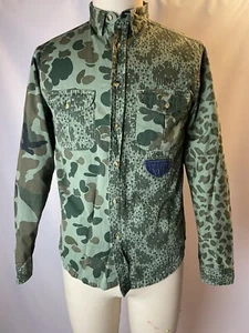 10 DEEP COTTON CANVAS ALL OVER CAMO STREETWEAR MEN BUTTON UP SHIRT SIZE SMALL - Picture 1 of 6