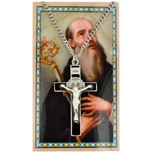 St. Benedikt Kreuz Halskette mit einer laminierten Gebetskarte - Bild 1 von 1