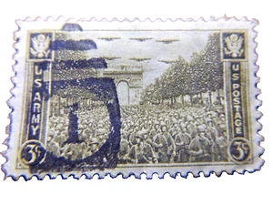 Rare 1945 U.S. Army 3 Cent Stamp with Bomb-head Postmark Cancelled - Picture 1 of 4