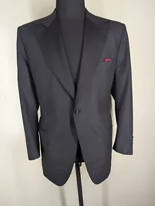 Kiton Italy 1 Button Black Tuxedo Pleated Pants Super 180's Wool- US Size 44 Reg - Picture 1 of 19