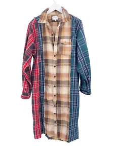 Abito camicia Be Better patchwork plaid bottoni davanti taglia large grunge invecchiato - Foto 1 di 10