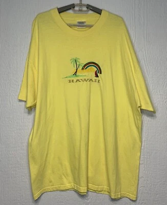 Hawaii Embroidered Vintage Yellow Souvenir T-Shirt Size XXL 100% Cotton - Image 1 of 4
