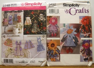 2 Simplicity Craft Patterns Kitchen Apron Ornaments &Flower Dolls decor UNCUT FF - Picture 1 of 5