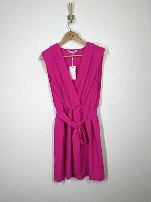 Vestido Amanda Uprichard Lamarca Grande L Rosa Caliente Crepé Corbata Cintura  Foto 1 de 4