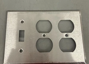 LOT OF 4 Mulberry 3-Gang 1-Toggle/2-Duplex Satin Stainless Steel 97553 - Picture 1 of 2