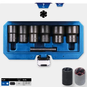 KS TOOLS Brilliant 1/2" Spiral-Profil-Stecknuss-Satz 7-tlg 21-32 Linksausdreher - Bild 1 von 6