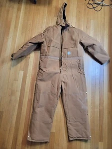 Carhartt Coveralls Quilt Lined Duck Workwear Sz 42S Short w/ HOOD USA - Picture 1 of 18
