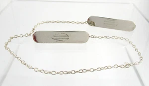 Vintage .925 Sterling Silver Diaper Pins w/ Safety Chain Monogrammed Antique - Picture 1 of 2